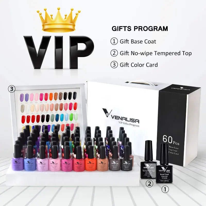 VIP5 VENALISA Gel Nail Polish Kit Hema Free Nude Pink Glitter Gorgeous Color Nail Manicure Soak off UV LED Nail Gel Varnish Set