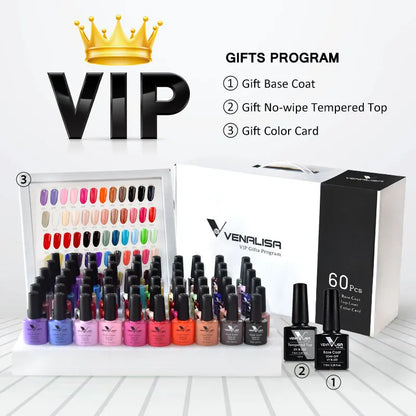 VIP5 VENALISA Gel Nail Polish Kit Hema Free Nude Pink Glitter Gorgeous Color Nail Manicure Soak off UV LED Nail Gel Varnish Set