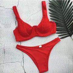 Cikini-Brazilian bikini set for women, sexy swimsuit, push up, beach clothing, summer