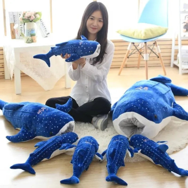 150cm Large Size Soft Shark Plush Toy Big Creative Blue Whale Stuffed Soft Shark Sea Fish Plush Pillow Lovely Doll