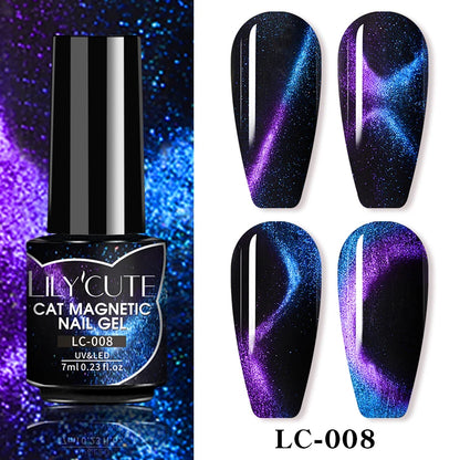 LILYCUTE 7ml 9D Cat Magnetic Gel Nail Polish Iridescent Magnet Semi Permanent Soak Off UV LED Manicure For Nail Art Gel Varnish