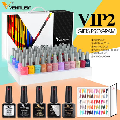 VIP5 VENALISA Gel Nail Polish Kit Hema Free Nude Pink Glitter Gorgeous Color Nail Manicure Soak off UV LED Nail Gel Varnish Set