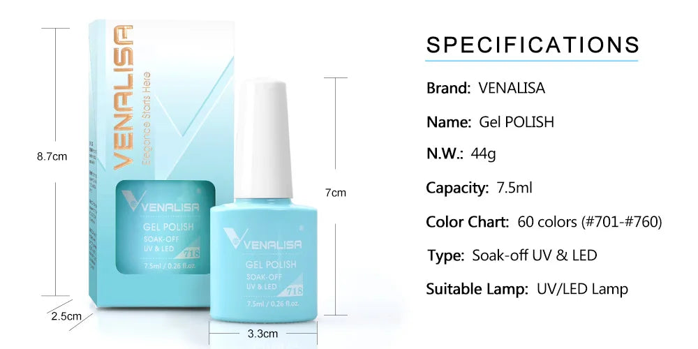 Venalisa VIP4 Nail Gel Polish HEMA/TPO FREE Full Coverage Beautiful Semi Permanent Soak Off UV LED Gel Nail Polish Gel Lacquer