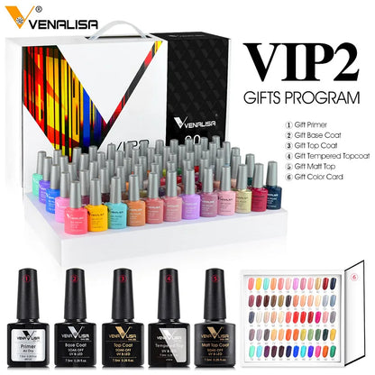 VIP5 Venalisa Nail Gel Polish Kit HEMA FREE Jelly Pink Nude Color Sparkle Gel Varnish Self Leveling Gel Nail Varnish Whole Set