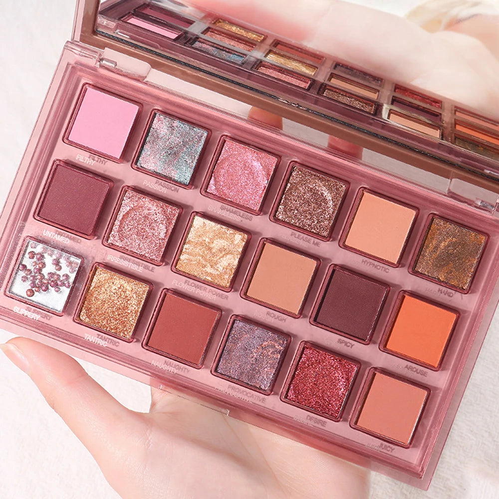 18 Colors Pomegranate seeds Eyeshadow Palette Shimmer  Matte Eye Shadow Waterproof Cosmetic Beauty Makeup TSLM2