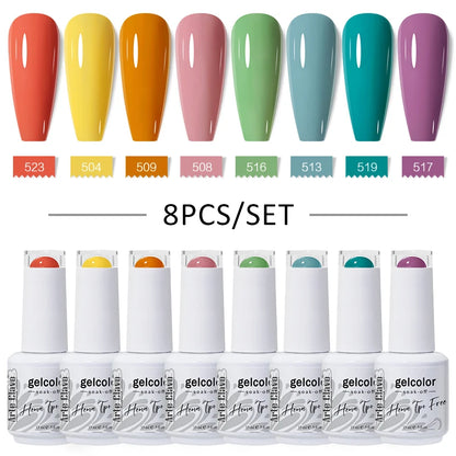 Arte Clavo 8Pcs/Set Gel Nail Polish Set 15ml Colorful Semi Permanent For Manicure Varnish Soak Off UV LED Nail Art Gel Kits