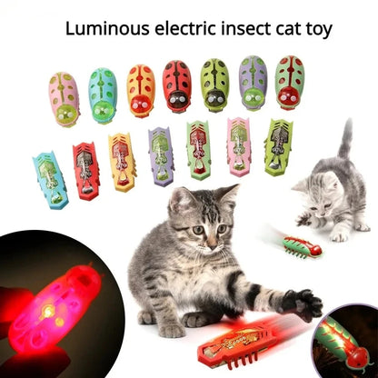 Pet Interactive Mini Electric Bug Cat Toy Kitten Escape Obstacle Automatic Flip Toy Battery Operated Vibration Beetle Supplies