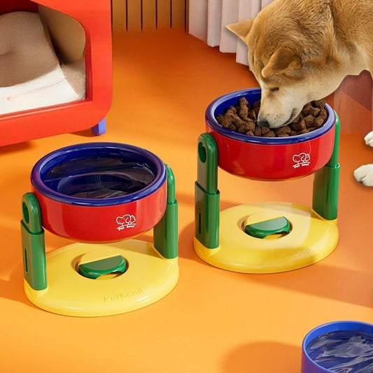 Adjustable dog bowl cat bowl with suction cup anti knock pet bowl universal protection cervical spine dog food bowl water bowl