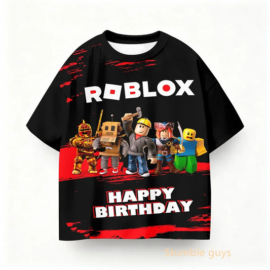 Boys Clothes Girls Kids Roblox Summer Tee Anime Game T-shirt