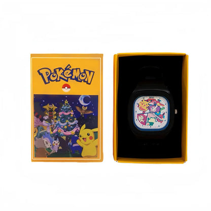 Pocket Monster Watch Anime Pikachu Cartoon Children's Quality Cute Square Watch Gift Box Series Children's Christmas Gifts