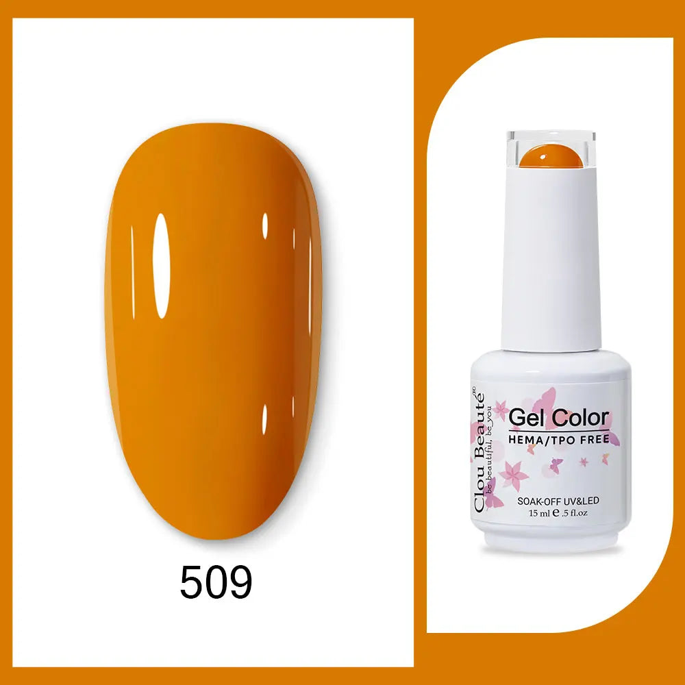 Clou Beaute 15ml Red Black White Green Neon Gel Nail Polish Base Top Coat Velvet Top 400 Colors Semi Permanent Gel Nail Varnish