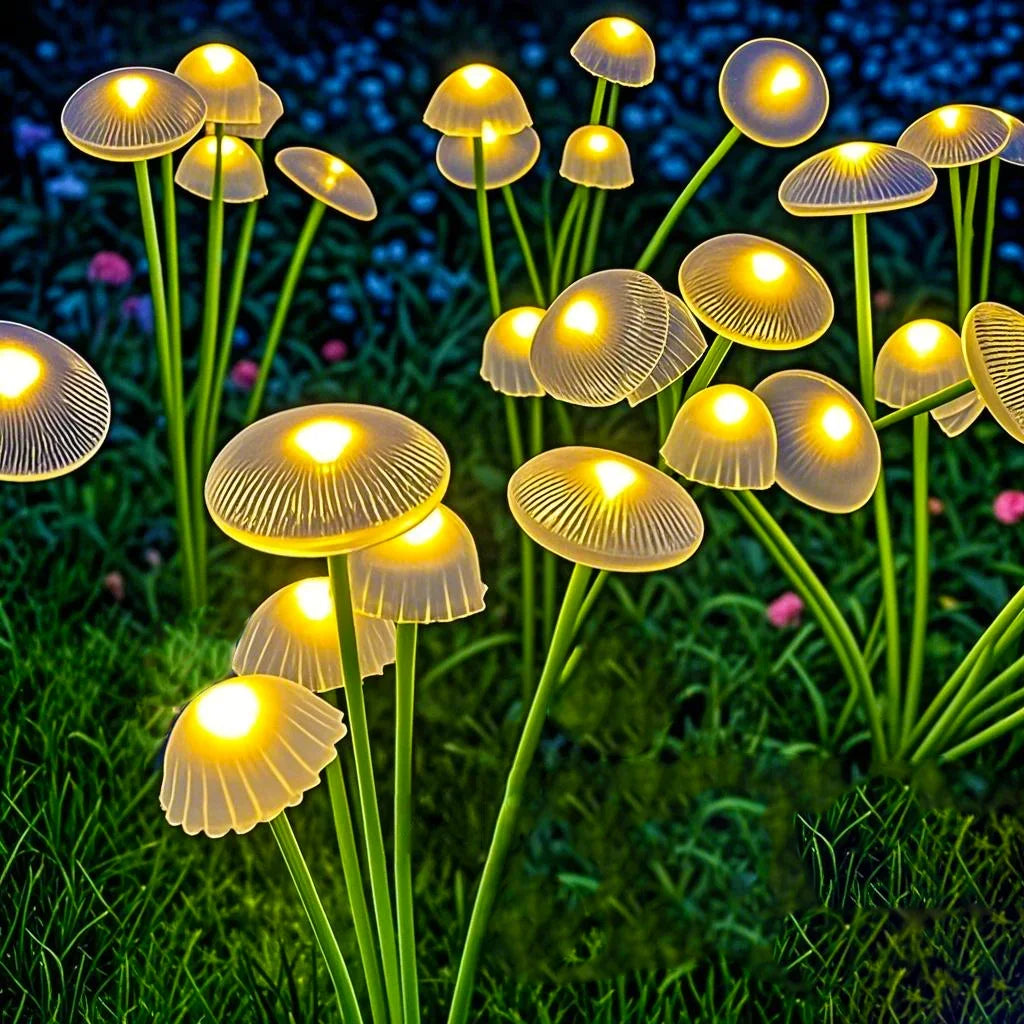 Solar Garden Lights Dual Mode LED Solar Mushroom Lights Waterproof Decor Yard Patio Pathway Jellyfish for Garden Ambiance