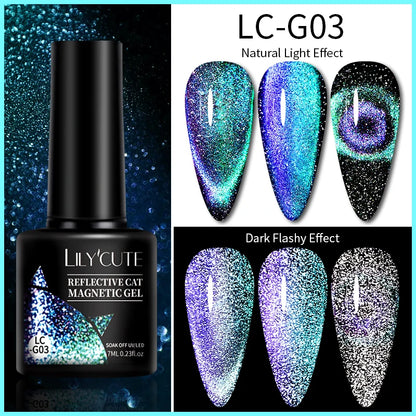 LILYCUTE 7ml 9D Cat Magnetic Gel Nail Polish Iridescent Magnet Semi Permanent Soak Off UV LED Manicure For Nail Art Gel Varnish
