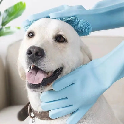 2-Piece Silicone Pet Grooming Gloves: 3-in-1 Bathing, Deshedding & Massage Set