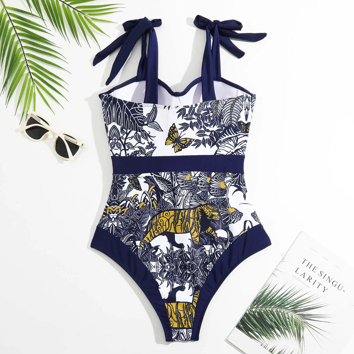 2024 Sexy Women's Swimsuit with Skirt One-Piece Swimwear Vintage Ruffle V Neck Cover Up Bikinis Set Beachwear Bathing Suit
