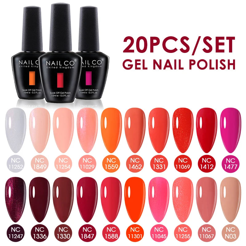 NAILCO 15ml 30/20/10pcs/Set UV Gel Nail Polish Semi Permanent Esmalte Vernis LED Gel Varnish Soak Off Nail Art All For Manicure