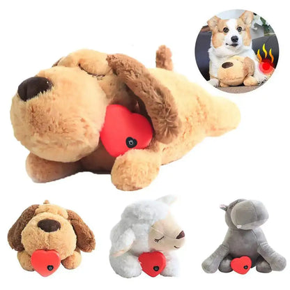 【Calming Anxiety Relief】Dog Plush Toy with Heartbeat Simulator Warm Puppy Sleep Companion Stress Relief Cuddly Toy for Anxious
