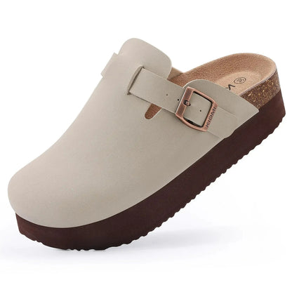 Crestar Cork Suede Mules Slippers For Women Fashion Men Clogs Shoes Classic Cork Antislip Outdoor Slippers With Arch Support