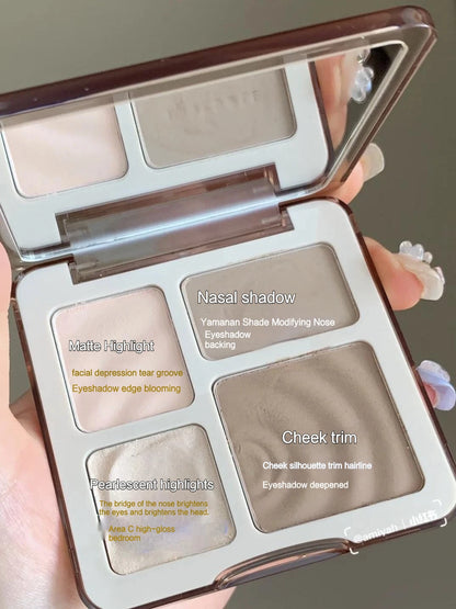 Judydoll Facial Highlighter Makeup Palette Face Matte Shadow Lasting Glow Brighten Contour Shimmer Powder 3D Nose Cosmetic