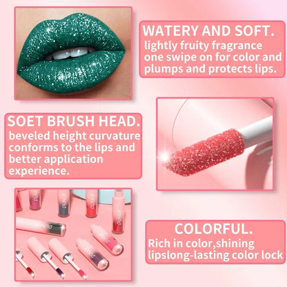 18 Color Sexy Red Diamond Glitter Lip Gloss Metallic Waterproof Long Lasting Matte Shimmer Liquid Lipstick Women Makeup Cosmetic