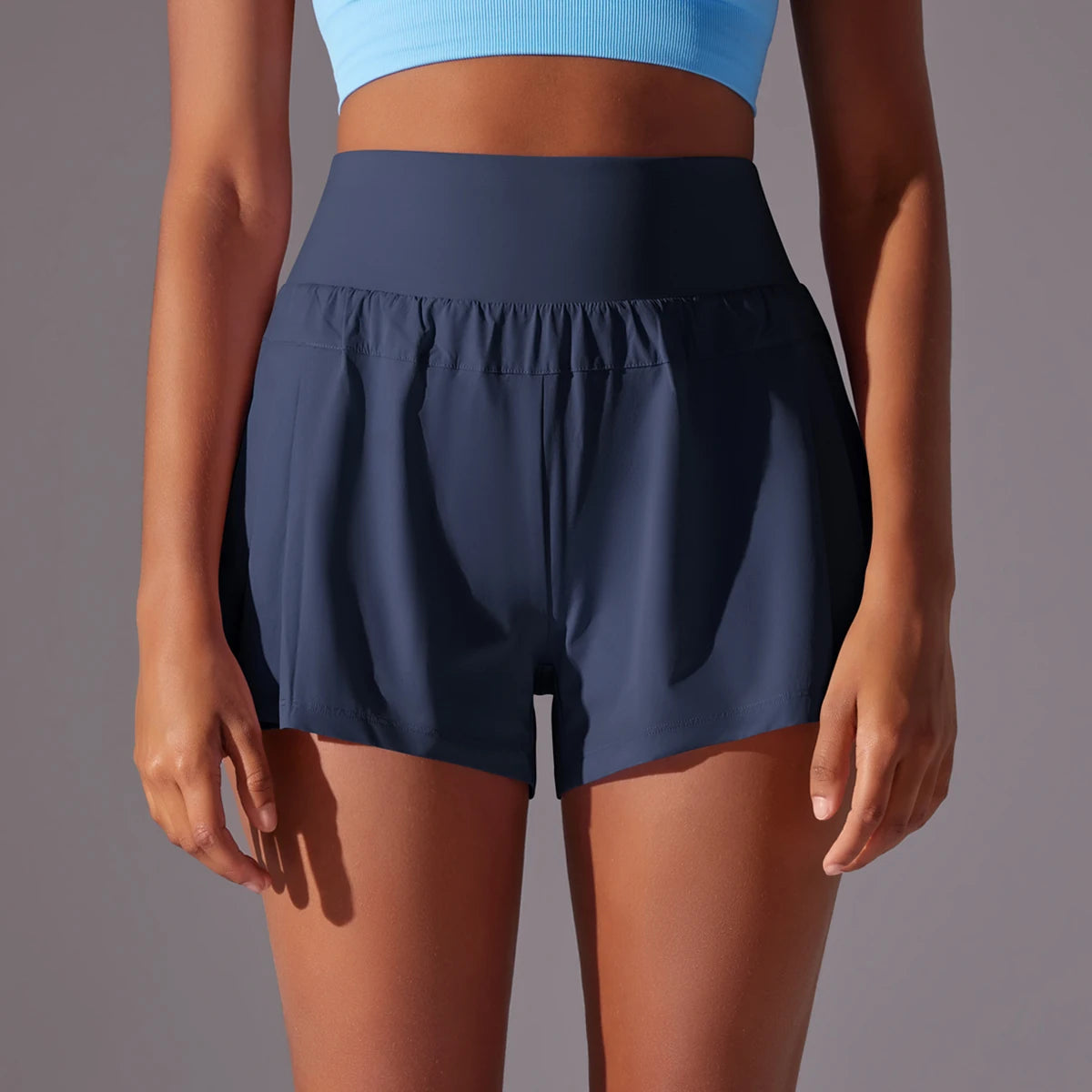 Women Gym Running Shorts Double Deck Quick Dry Gym Sport Shorts Fitness Jogging Workout Shorts With Pocket Sports Tight Short