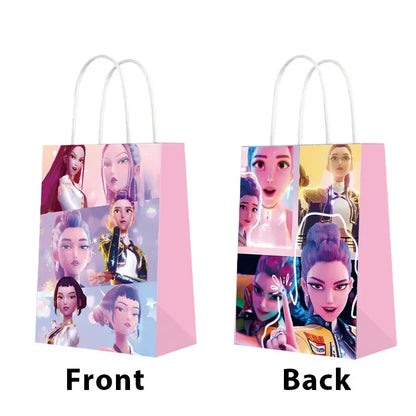 Hunters K-Pop Idol Party Favor Bags: 12-Piece Sealable Gift Bag Set with Stickers