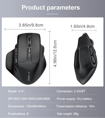 E-YOOSO X-31 Pro USB Gaming Large Mouse Support Bluetooth 2.4G Wireless PAW3212 4800 DPI for gamer Mice computer laptop PC