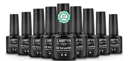 Nail Gel Polish Kit With LED Nail Lamp Semi-Permanent 27 Colors Soak Off Base&Top Coat Varnish Manicure Set For Nails Salon Kit