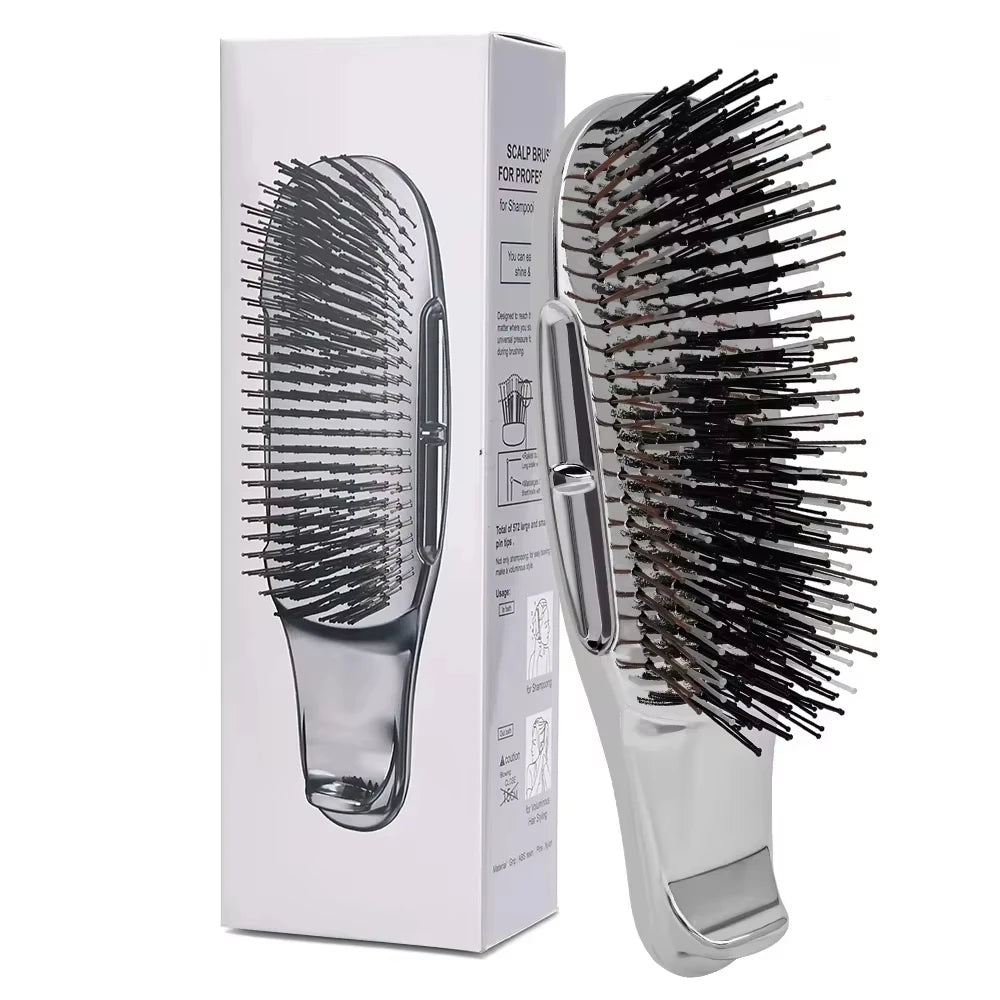 Japanese Premium Head Massager Scalp Brush Hair Massager Shampoo Brush Wet Plastic Detangling Brush Hair Cleaning Comb Rose Gold