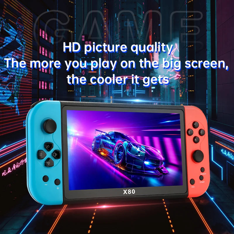 Coopreme X80 Portable Game Console 7-inch HD Large Screen Arcade PS1 Emulator Multi-function Nostalgia Classic PSP Handheld Game