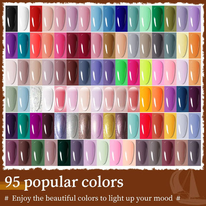 100 PCS Gel Nail Polish Kit with Base & Top Coat, No Wipe Soak Off, Matte & Glossy Finish for Manicure Lovers