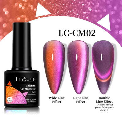 LILYCUTE 7ml 9D Cat Magnetic Gel Nail Polish Iridescent Magnet Semi Permanent Soak Off UV LED Manicure For Nail Art Gel Varnish