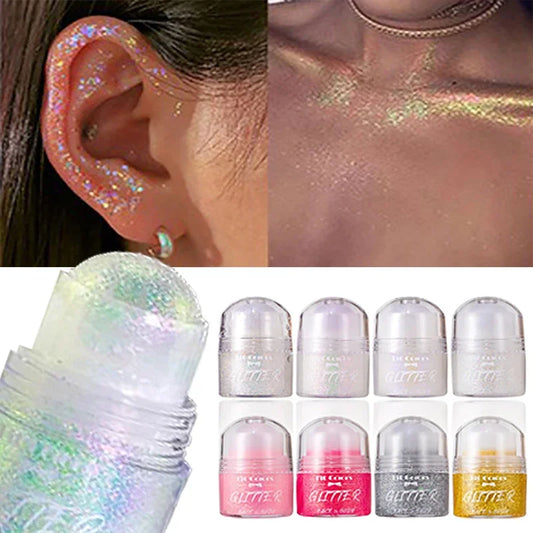 Rolling Sequins Glitter Gel Face Body Painting Shine Liquid Green White Pearl Gloss Eye Brighten Stage Makeup Decoration