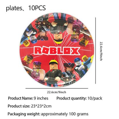 Robot Boy Happy Birthday Decoration Tableware Set Roblox Paper Tablecloth Plate Cup Cake Balloon Baby Shower Game Party Supplies