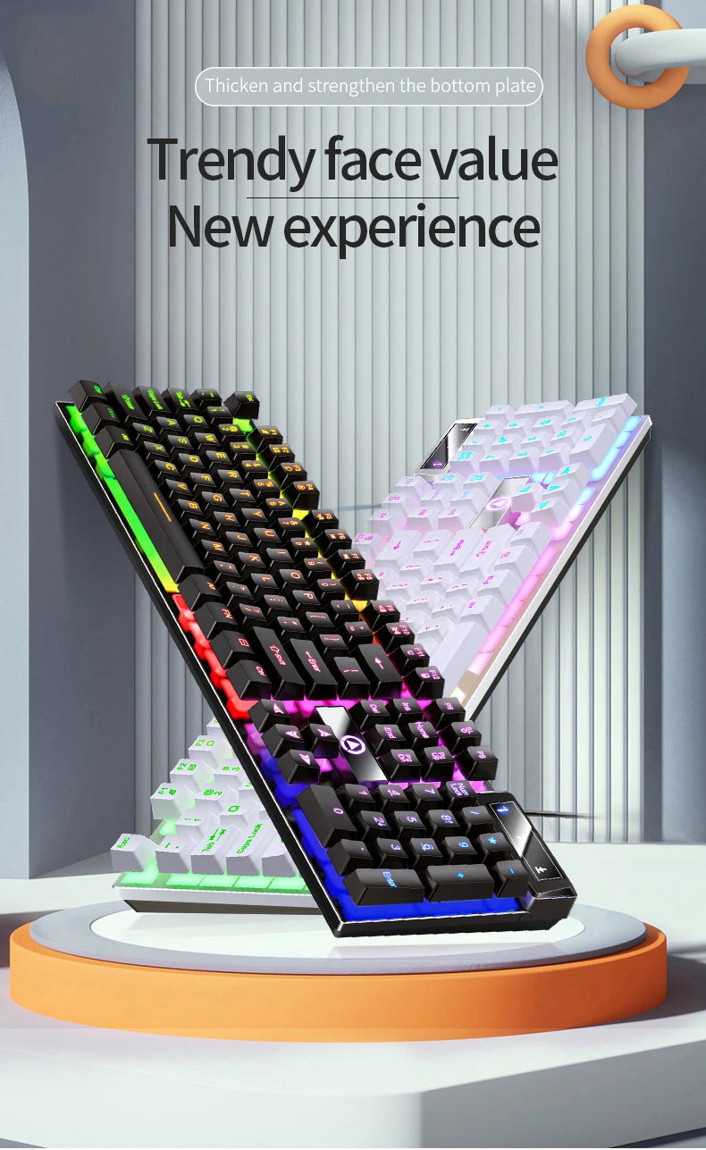 YINDIAO K500 Wired  Keyboard Gaming  Laptop Desktops PC Computer Office Accessories Low Profile Gamer Keyboards With Numpad