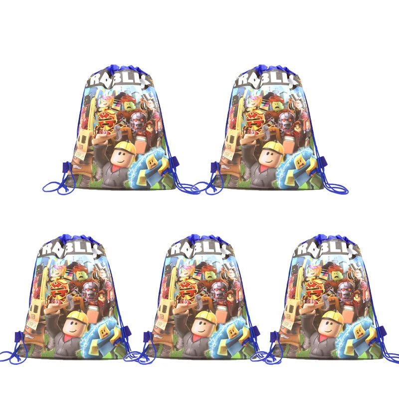 6/12/18/56PCS Roblox Nonwoven Drawstring Bag Roblox Game Party Decorations Kids Birthday Party Baby Shower Supplies Gift