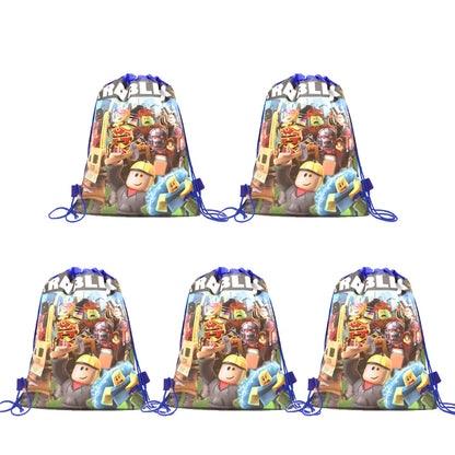 6/12/18/56PCS Roblox Nonwoven Drawstring Bag Roblox Game Party Decorations Kids Birthday Party Baby Shower Supplies Gift