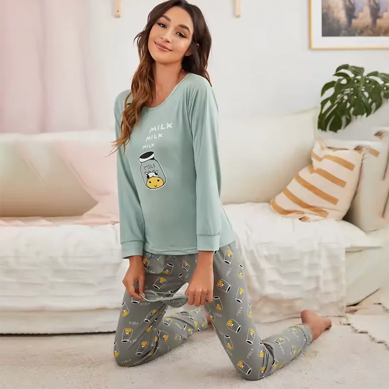 Women's Loungewear Set 2 PCS Pajamas Sleepwear Homewear Soft Comfortable Lounge Set Casual Outfit Can Be Worn Outside Streetwear