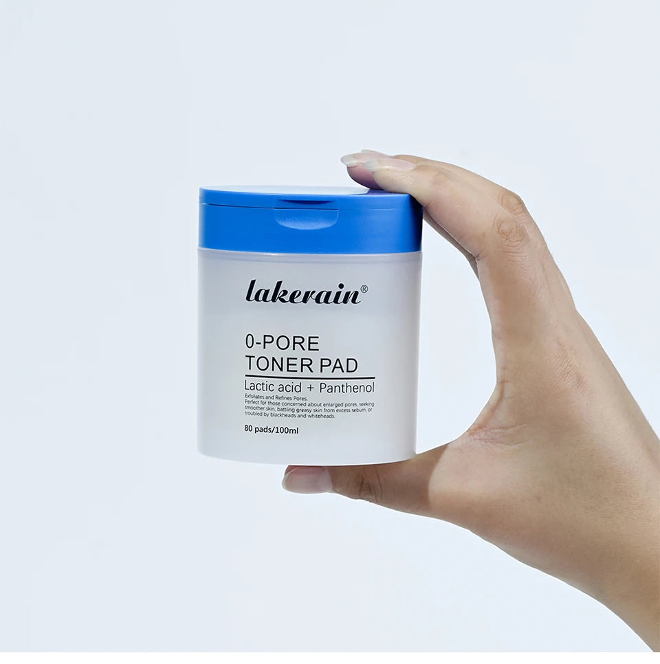 lakerain 0-PORE Toner Pads: Lactic Acid & Panthenol Exfoliating Treatment (80 Pads)