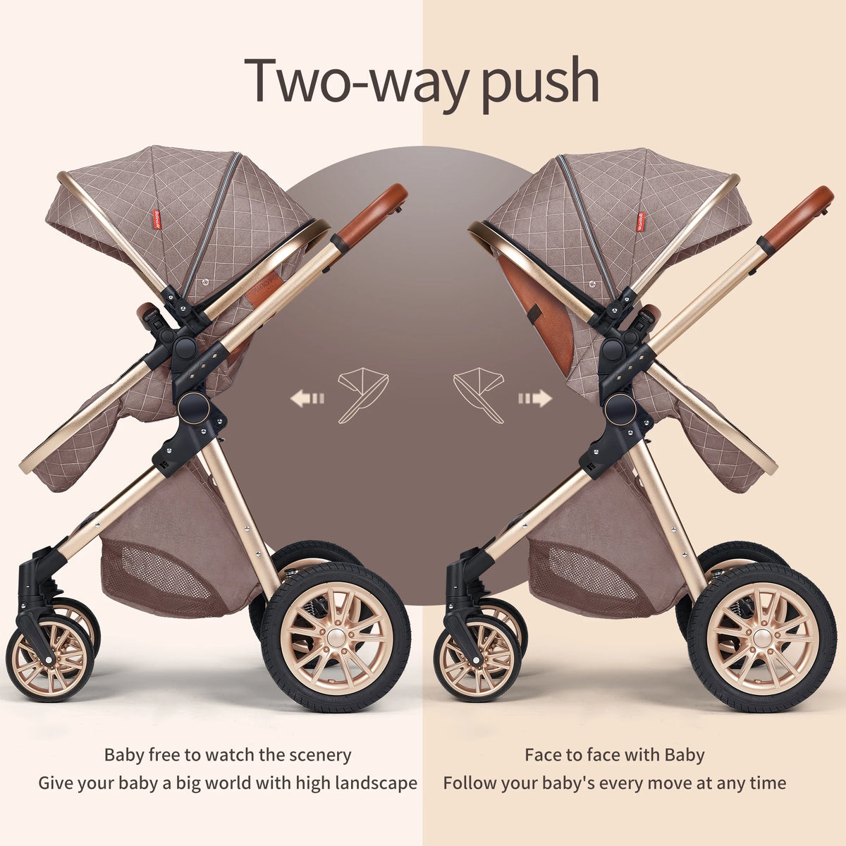 All-in-One Luxury Stroller: Versatile 3-in-1 High Landscape Pram with Reversible Seat Mode