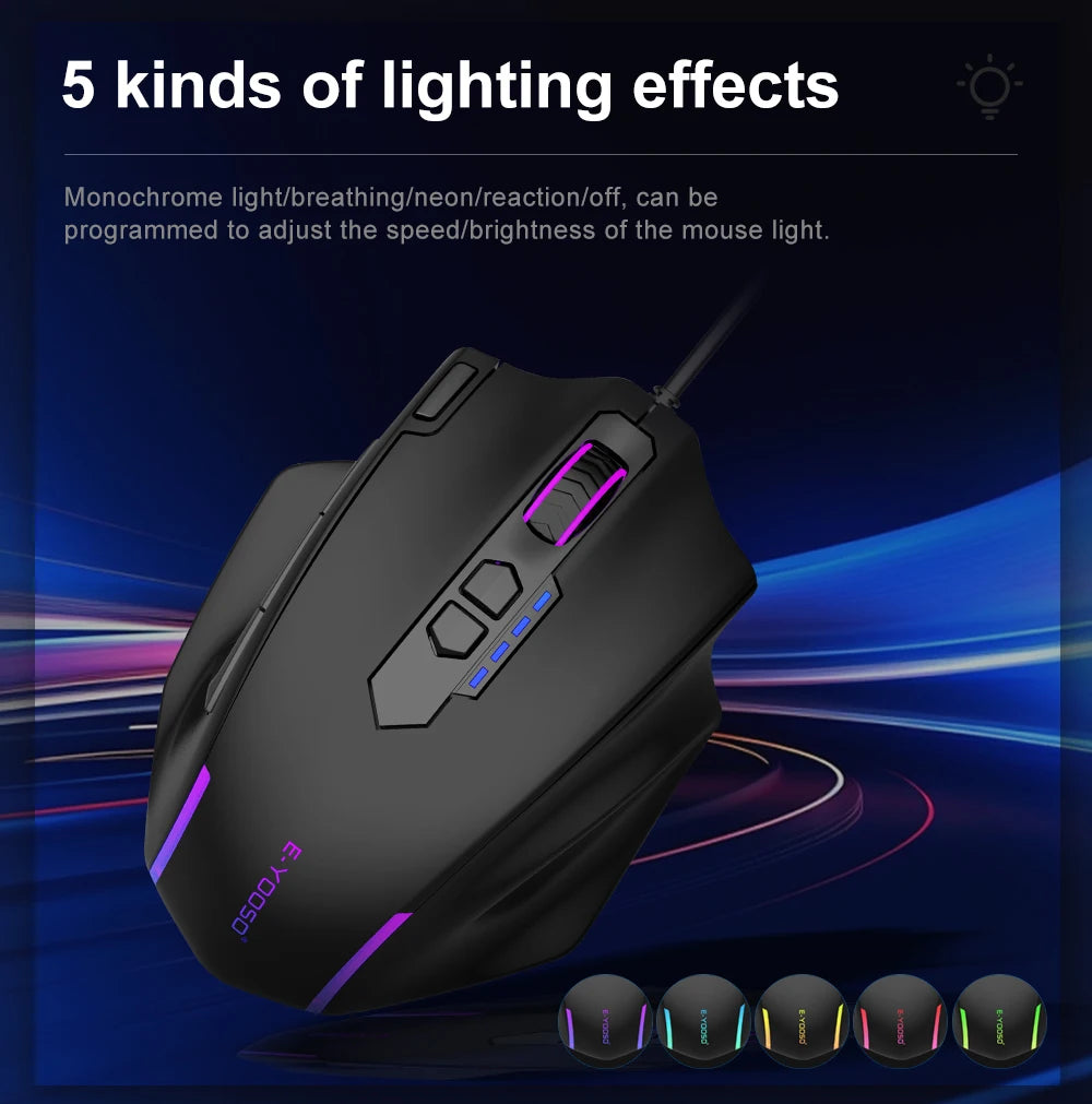 E-YOOSO X-41 USB Wired RGB Gaming Mouse 24000 DPI SG8960 10 buttons programmable game Optical mice for Computer PC Laptop