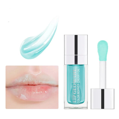 Lip gloss with applicator and close-up of lips using the product, labeled Aloe.