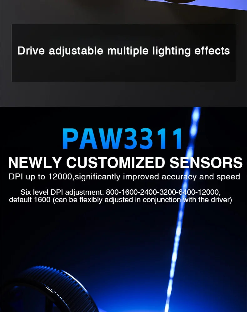 AULA SC620 Wireless Gaming Mouse, Lightweight Design, Multiple Lighting Effects, Customizable Fire Button, Optical Movement Dete