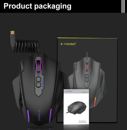 E-YOOSO X-41 USB Wired RGB Gaming Mouse 24000 DPI SG8960 10 buttons programmable game Optical mice for Computer PC Laptop
