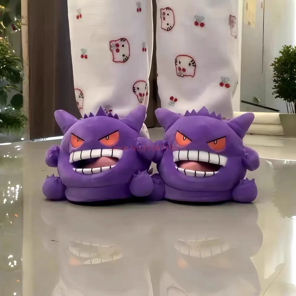 Pokemon Gengar Slippers Funny Tongue Out Design Soft Sole Cute Cozy Winter Warm Indoor Couple Home Wacky Slippers Toy Gifts