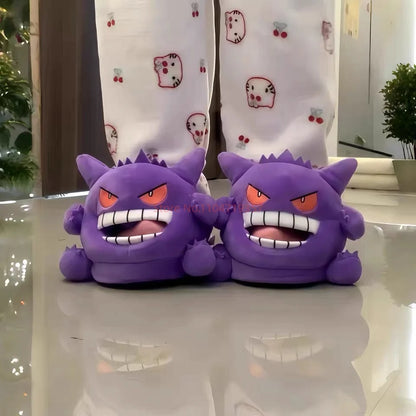 Pokemon Gengar Slippers Funny Tongue Out Design Soft Sole Cute Cozy Winter Warm Indoor Couple Home Wacky Slippers Toy Gifts