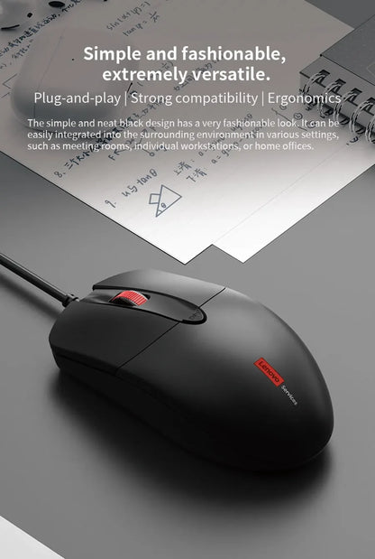 Lenovo Classic Wired Ergonomic Design High Sensitivity Durable USB Optical Gaming Mouse Business Home Pc Laptop Mouse