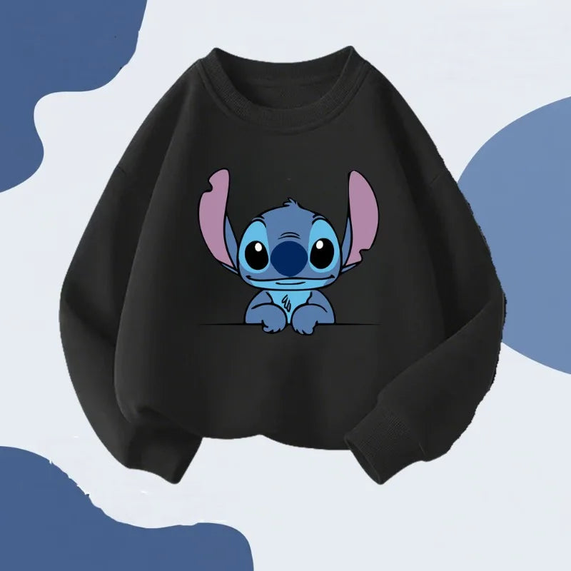 2026 Spring Children's Casual Sweatshirts Cartoon Mickey Printed Girls Long Sleeve Tops Kids Fashion O Neck Hoodies Disney
