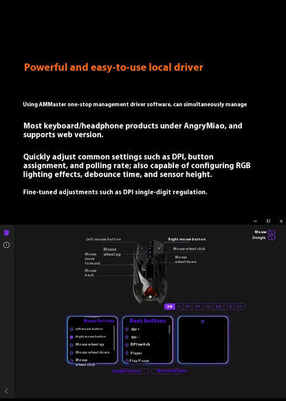 Angry Miao AM Infinity Mouse Tri Mode Wireless Mouse Paw3950 8000Hz Lightweight Hollow Out Magnalium Gaming Mice PC Accessories