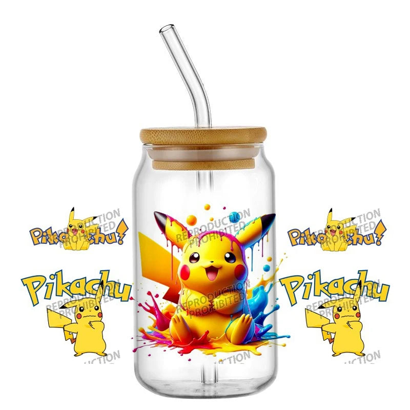 26 New cute Styles Cartoon Pokemon Friends 16oz UV DTF 3D Phone Sticker Decals Wraps Glass Can Cups Creative Craft DIY Gifts